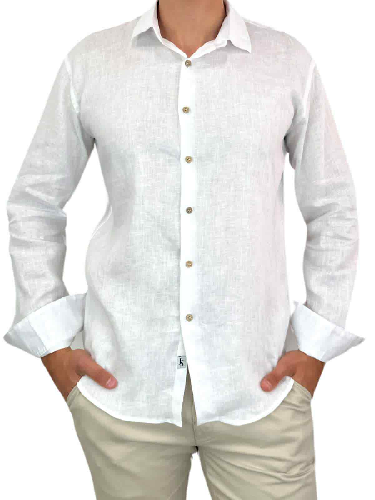 Jimmy Stuart - Byron Bay White Linen L/S Shirt