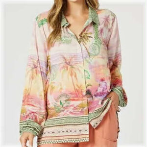 Hammock and Vine Passport Print Shirt - Sunset Multi