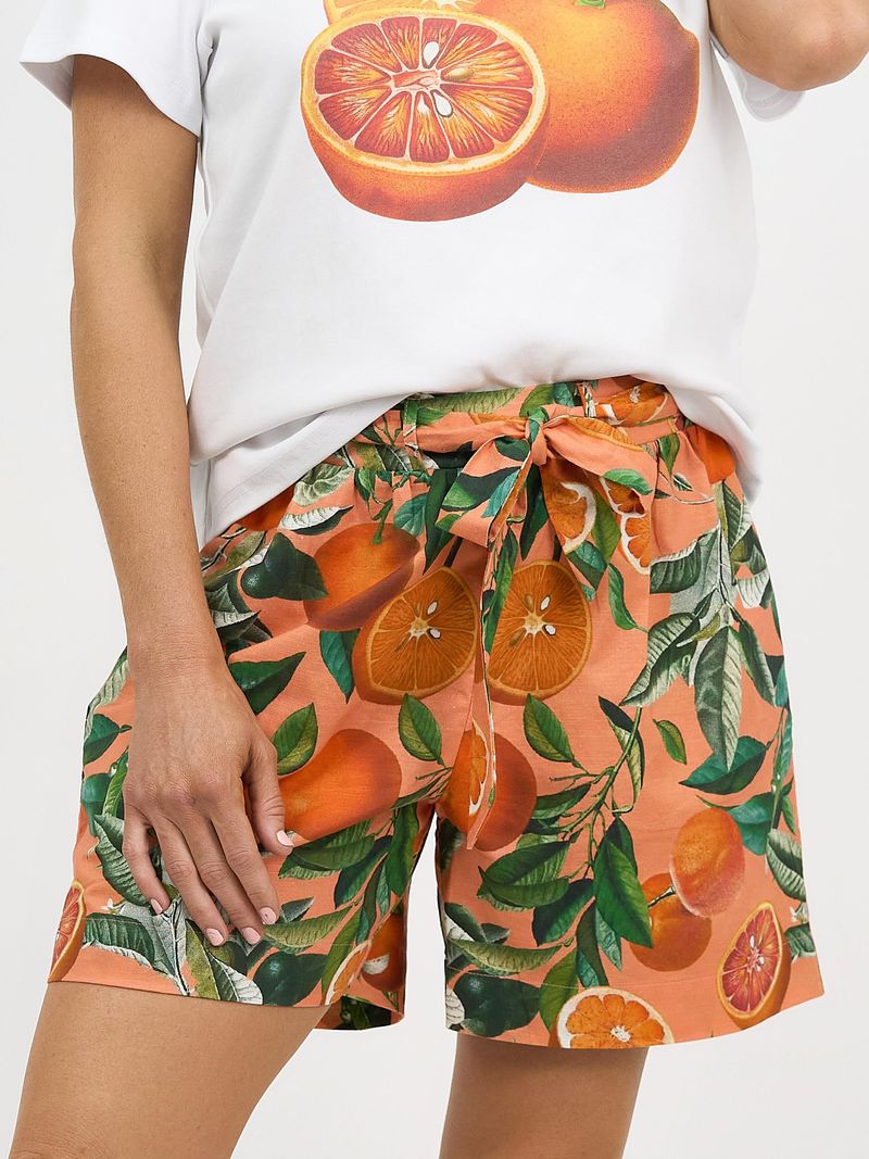 Liberty Rose - Tie Front Linen Short Oranges