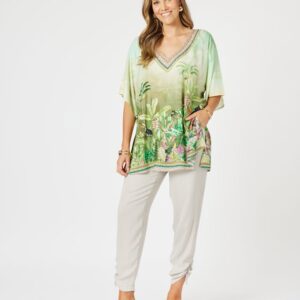 Hammock and Vine - Toucan V Neck Top - Green