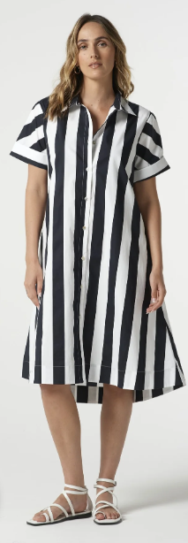 Goondiwindi Cotton - Shore Cotton A-Line Dress - Hayman Stripe