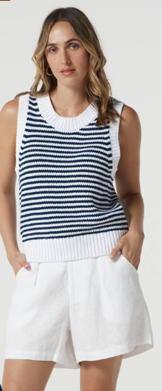 Goondiwindi Cotton - Ripple Cotton Knit Vest - Dark Navy