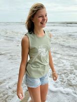 Anchorline - Ladies Swell Tank - Sage Green & White
