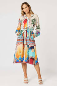 Hammock and Vine - Sunset Print Button Dress