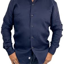 Jimmy Stuart - Byron Bay Navy Linen L/S Shirt