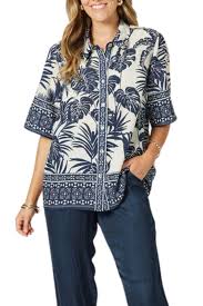Hammock and Vine - Navy Multi Palm Cove Shirt