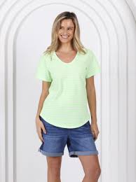 Monaco Jeans - Sunny Short Sleeve Tee - Green Stripe
