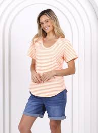 Monaco Jeans - Sunny Short Sleeve Tee Orange Stripe