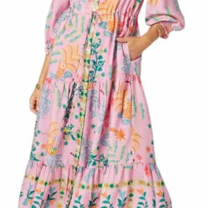 Hammock and Vine - Mardi Gras Print Dress - Pink Multi