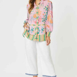 Hammock and Vine - Mardi Gras Print Shirt - Pink Multi