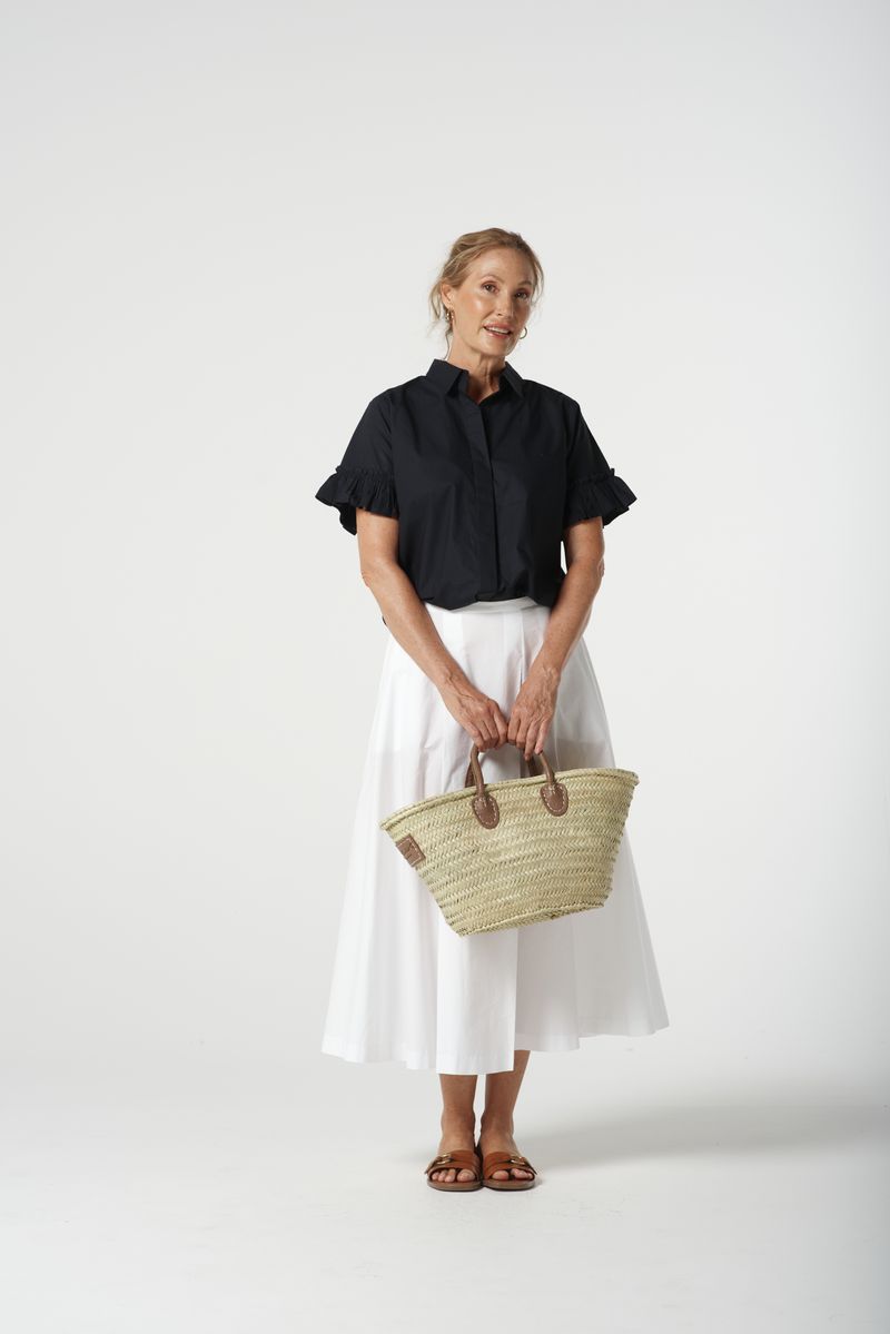 Goondiwindi Cotton - Dune Cotton Ruffle Sleeve Shirt - Dark Navy