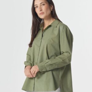 Goondiwindi Cotton - Bloom Oversized Basic Cotton Shirt - Sage Green