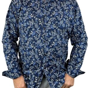 Jimmy Stuart - Indigo Paisley Cotton L/S Shirt - Navy