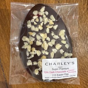 Charley's Chocolate - 2D Easter Egg Roasted Macadamia Dark Chocolate