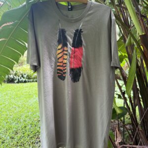 Shanna Trees Creations - Red Tailed Black Cockatoo Feathers (Eucalyptus Green) T-Shirt