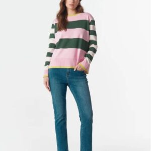 cloth+paper+scissors - Sierra Contrast Stripe Knit - Lush Green Stripe